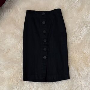 bebe Black Buttoned Pencil Skirt
